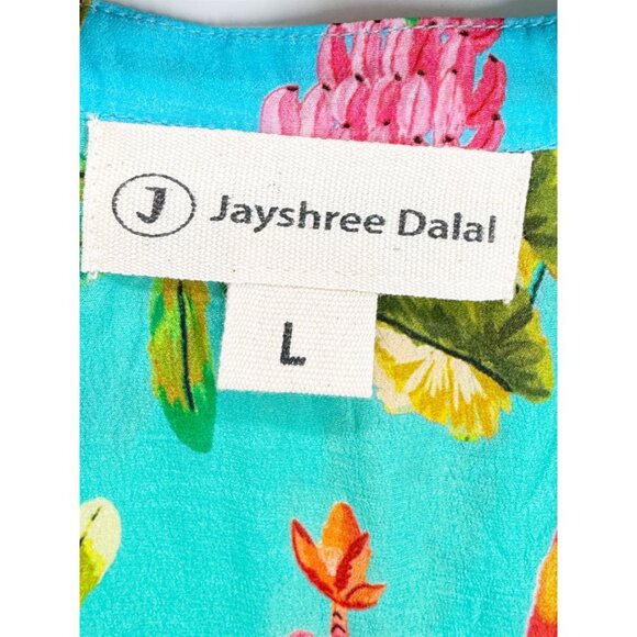 Jayshree Dalal Fiji Tropical Tiered Short Sleeve Casual Dress L - Picture 4 of 8